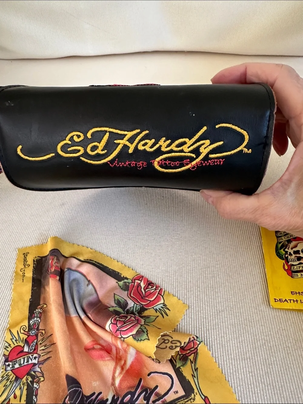 Ed Hardy Vintage EHS005 Snake 2 Sunglasses with leather case and wipe